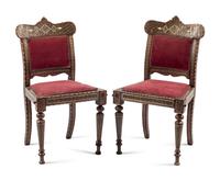 A Pair of Anglo-Colonial Mosaic Inlaid Side Chairs