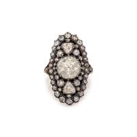 GEORGIAN, DIAMOND AND SILVER-TOPPED GOLD RING