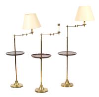 A Collection of Three Vaughan Brass Floor Lamps Height of tallest (to top of candlestick) 50 inches. — 20TH CENTURY