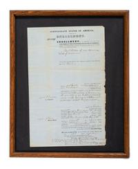 [CIVIL WAR]. Confederate States of America Form No. 16. Enrollment . Partly-printed document for enrollment and license for vessel. New Orleans, 16 September 1861.