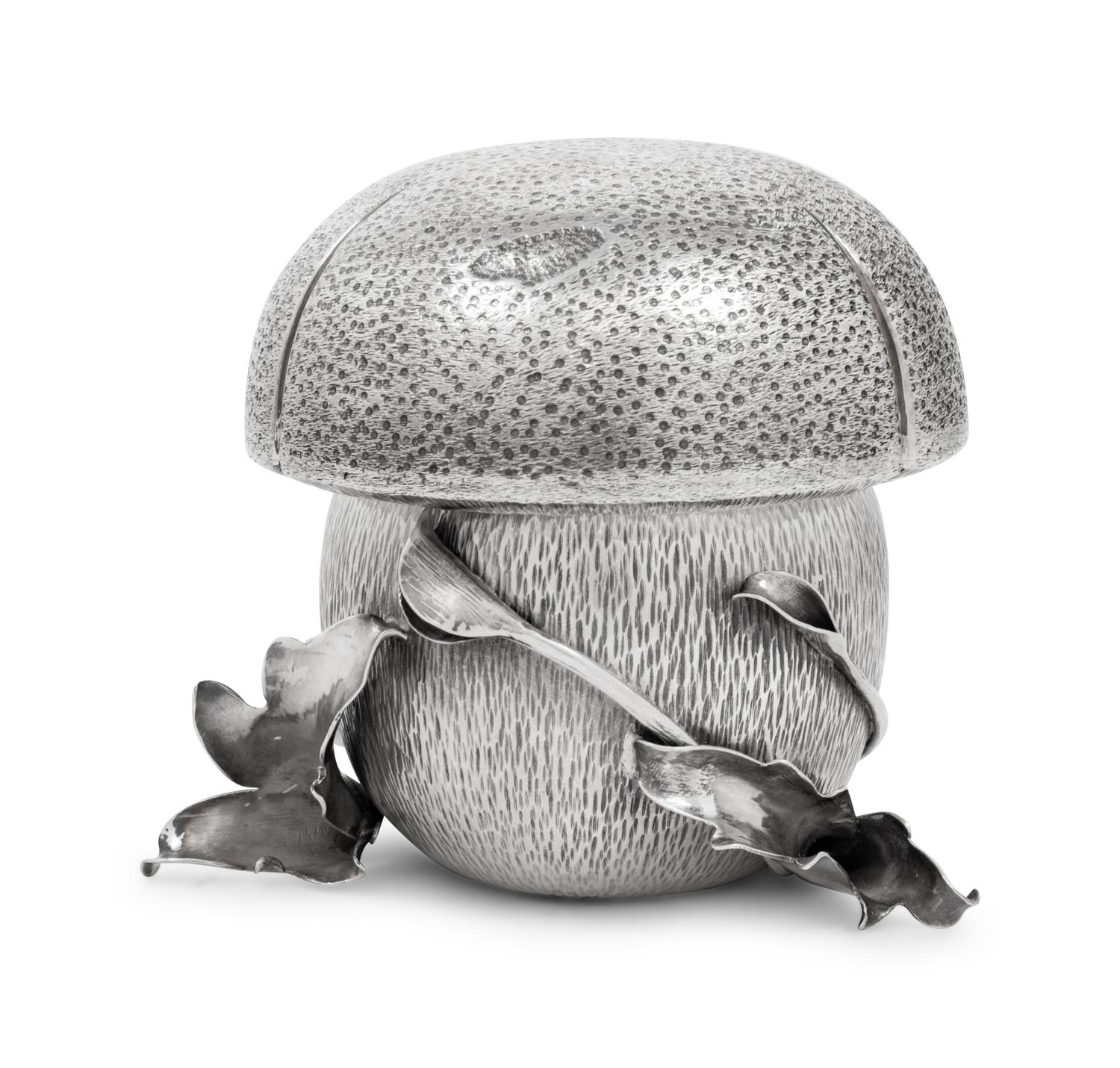 A Buccellati Silver Covered Mushroom Form Sugar Bowl