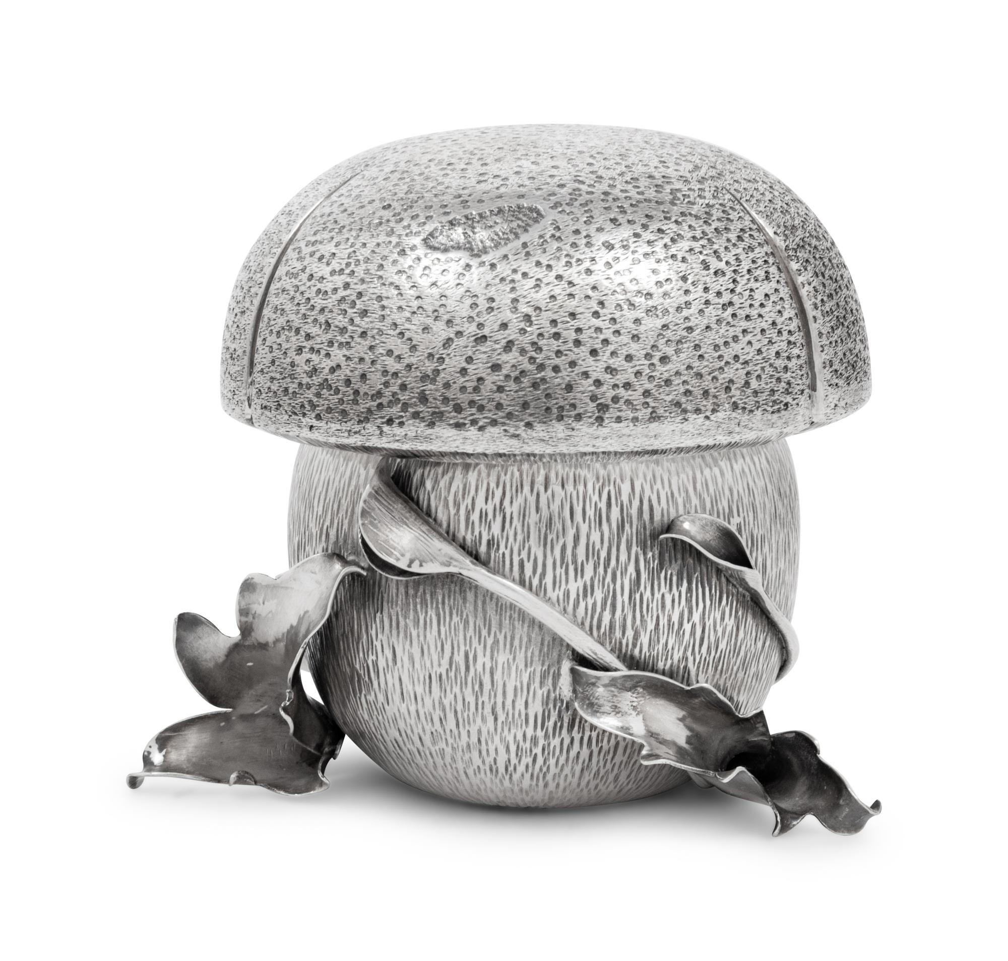 A Buccellati Silver Covered Mushroom Form Sugar Bowl