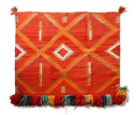 A Navajo Transitional Sunday Saddle Blanket 26 x 30 1/2 inches.
