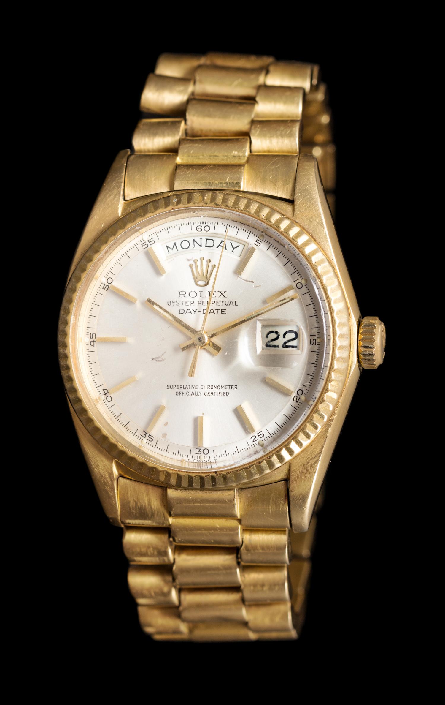 An 18 Karat Yellow Gold Ref. 1803 Oyster Perpetual Day-Date 'President' Wristwatch, Rolex, Circa 1971,