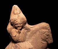 A Greek Terracotta with Harpocrates Riding a Horse