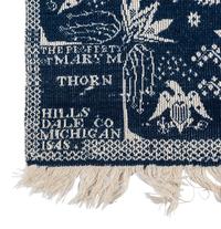 A Rare Blue and White Jacquard Pieced Coverlet, Made for Mary M. Thorn