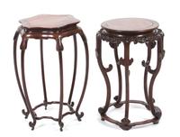 Two Chinese Hardwood Stands Height of taller 20 1/2 inches.