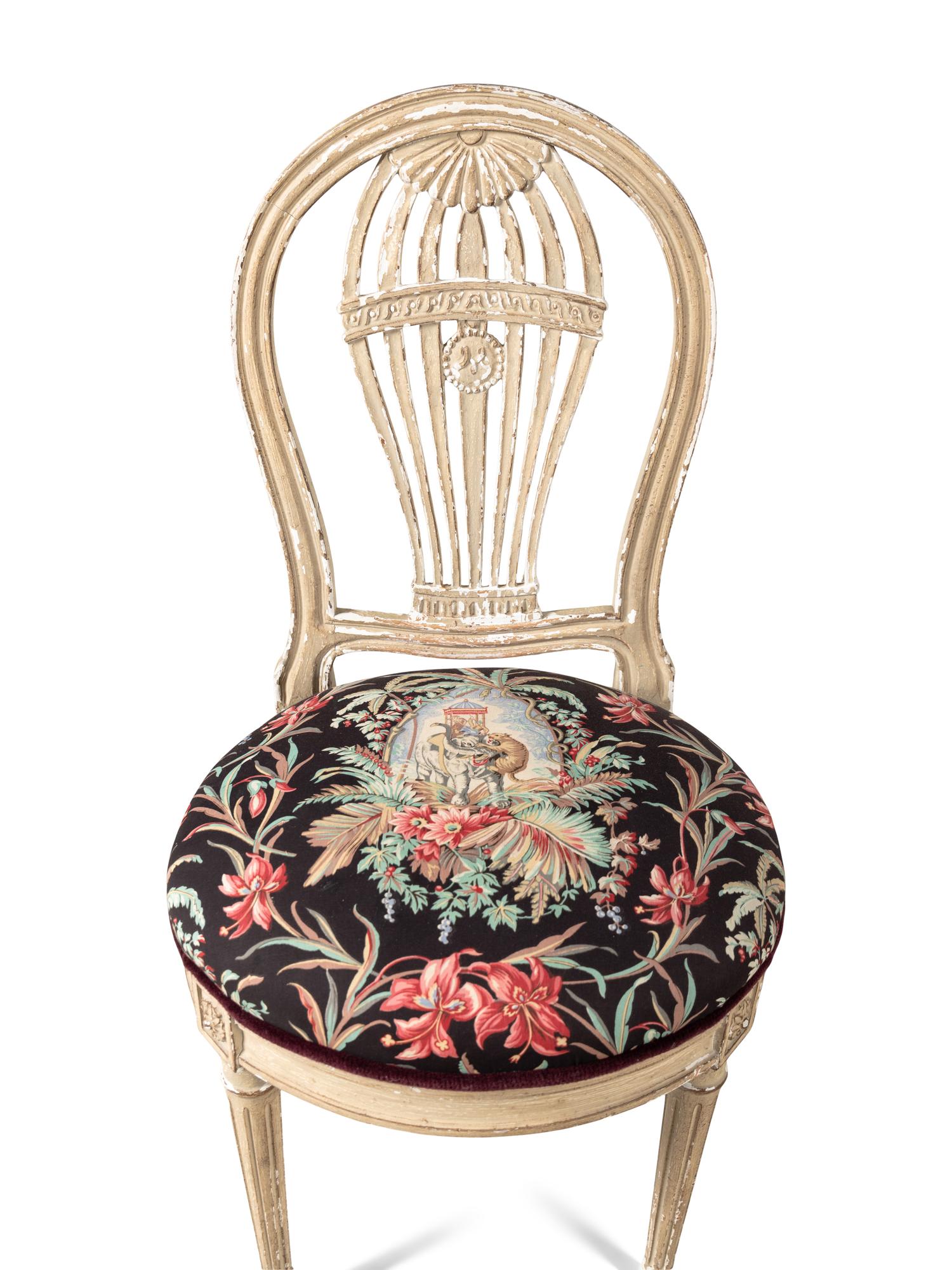 A Set of Eight French Gray-Painted "Montgolfier" Dining Chairs