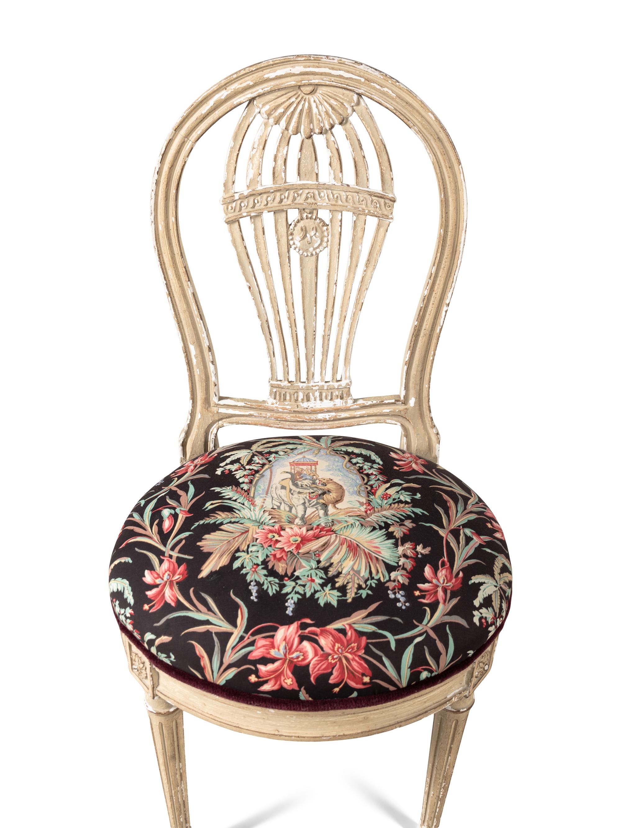 A Set of Eight French Gray-Painted "Montgolfier" Dining Chairs