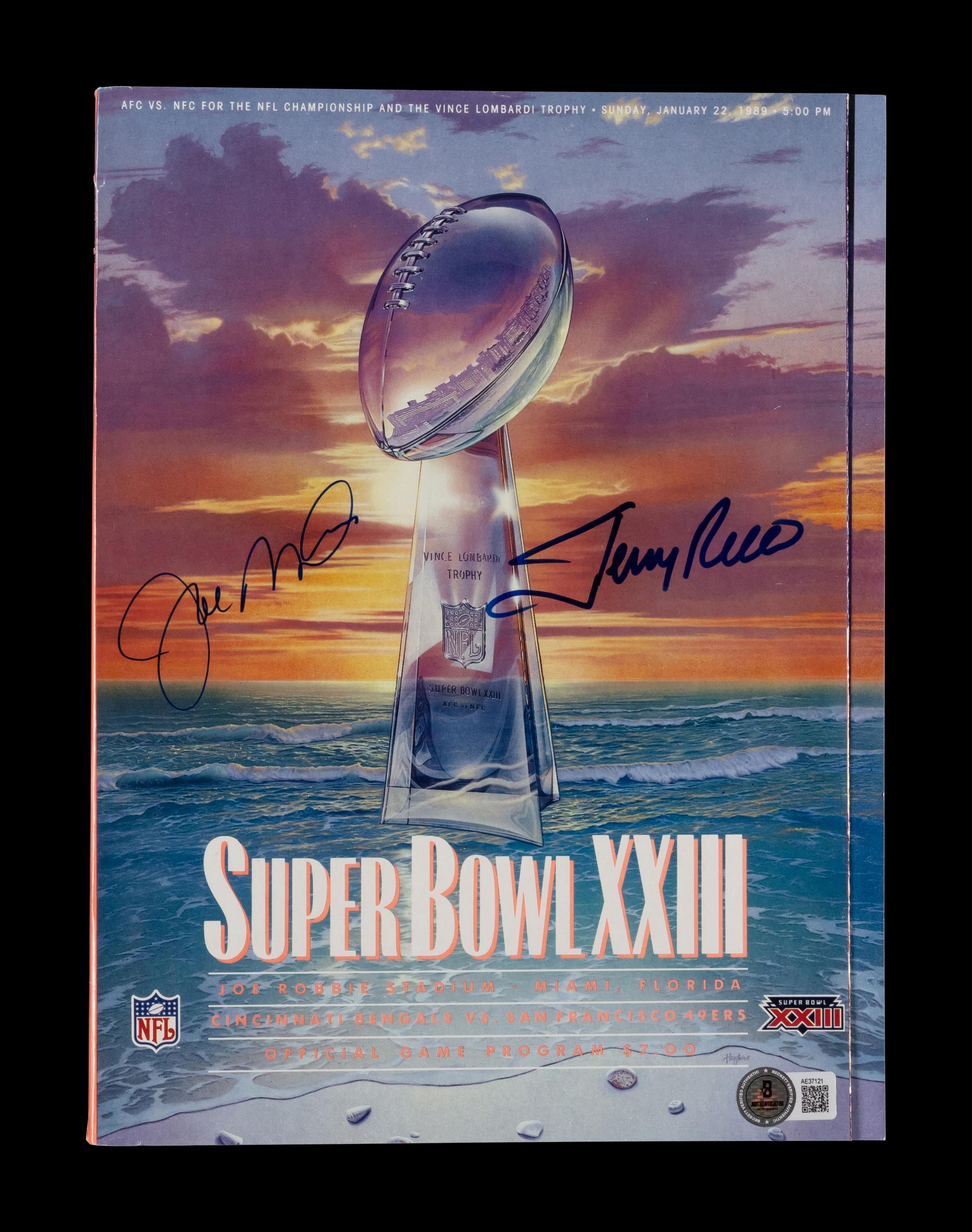 A Joe Montana and Jerry Rice Signed Autograph Super Bowl XXIII Game Program (Beckett Authentication Services Letter)