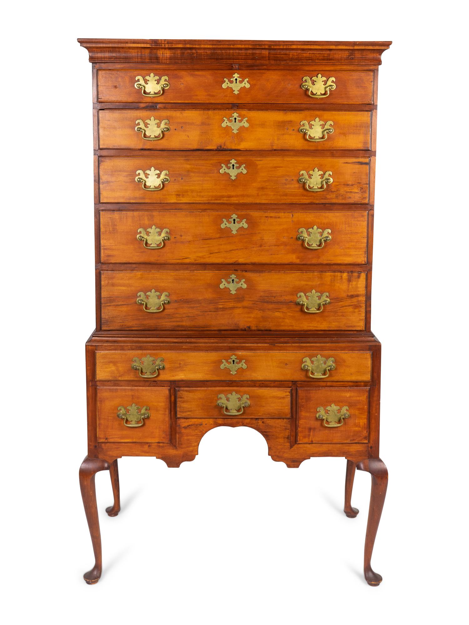 A Queen Anne Style Maple Flat-Top Highboy — 19TH CENTURY