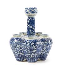 A Blue and White Porcelain Tulip Vase POSSIBLY 19TH CENTURY Height 9 1/4 inches. — POSSIBLY 19TH CENTURY