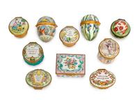 A Collection of Sixteen Small Enameled Copper Boxes
