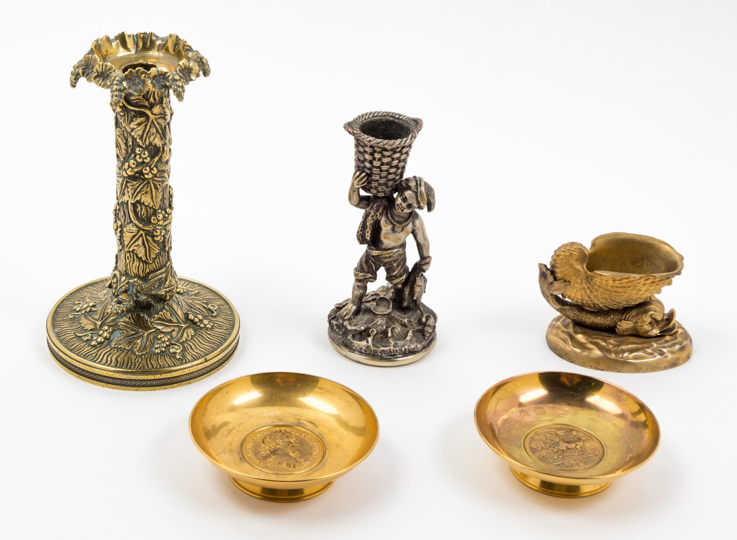 A Collection of Decorative Articles Height of tallest candlestick 7 inches.