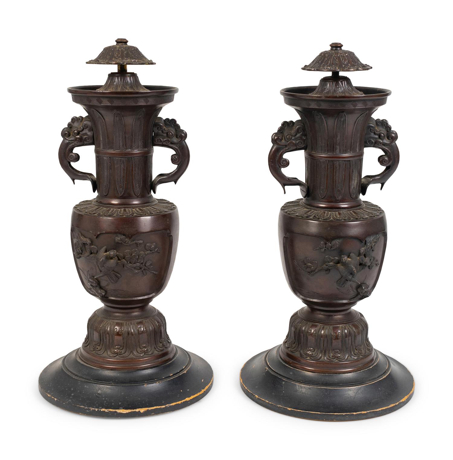 A Pair of Chinese Bronze Vases