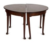 A Pair of George II Style Mahogany Demi-lune Gate Leg Console Tables