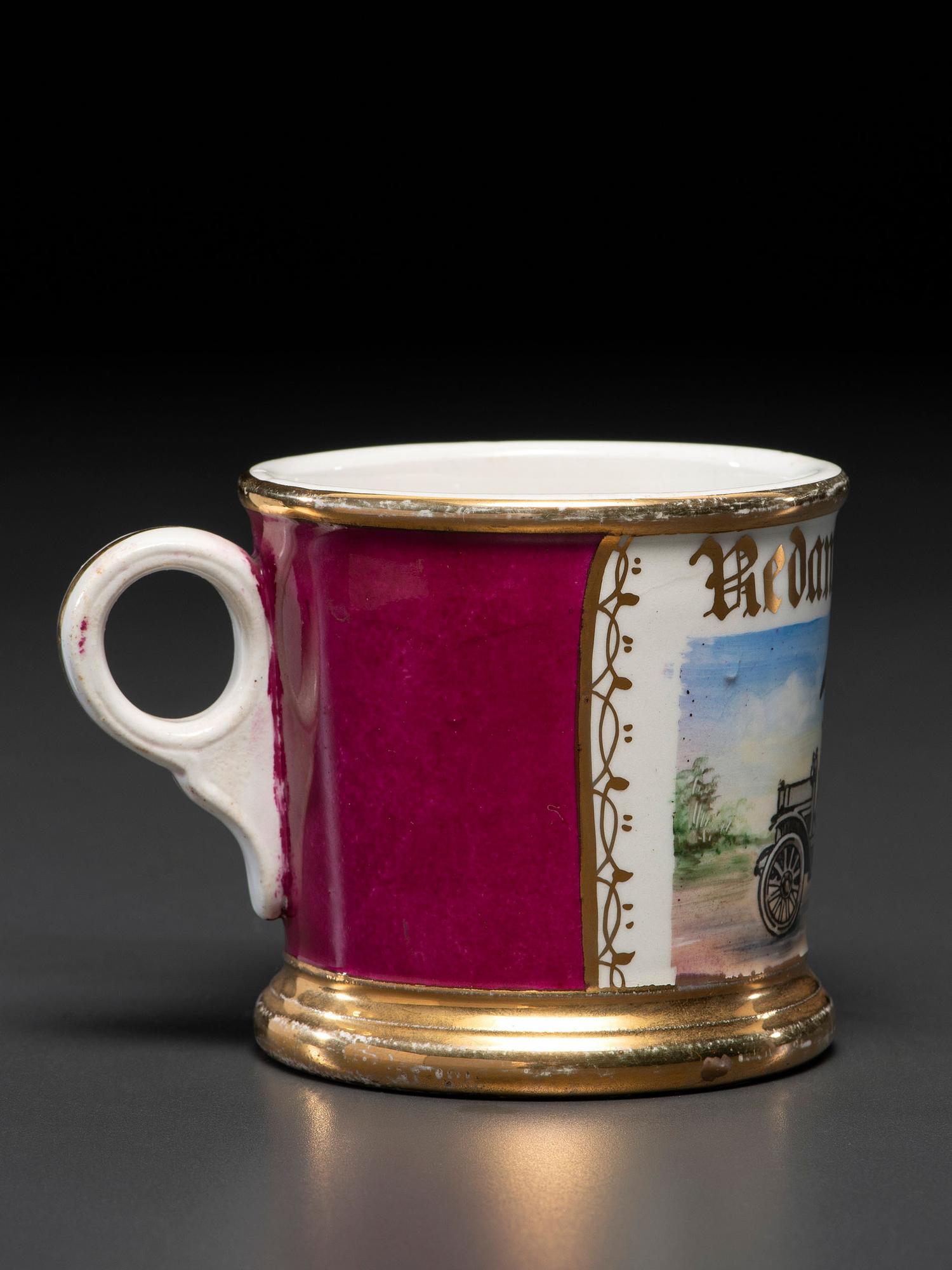 A Porcelain Occupational Shaving Mug Depicting a Railway Express Co . Truck