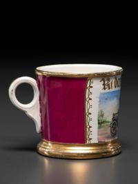 A Porcelain Occupational Shaving Mug Depicting a Railway Express Co . Truck