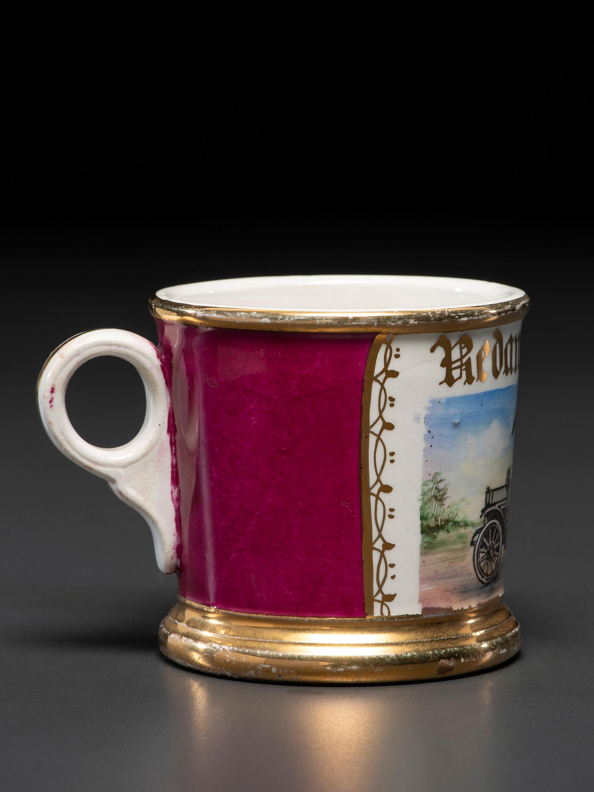 A Porcelain Occupational Shaving Mug Depicting a Railway Express Co . Truck