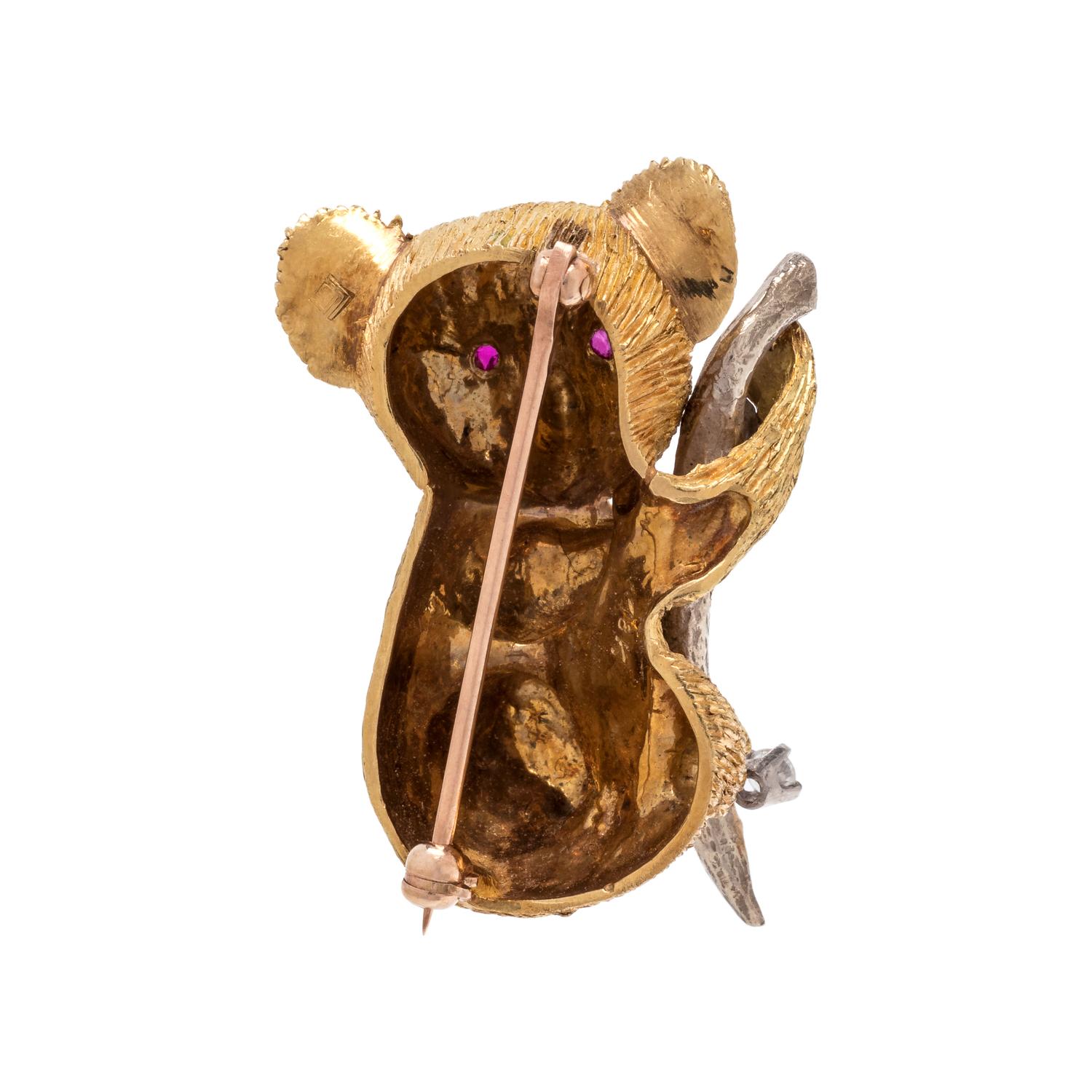 YELLOW GOLD AND DIAMOND KOALA BROOCH