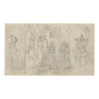 Félix Hilaire Buhot (French, 1847–1898) — Parisian Street Scene ; with Figure Study Verso (a double-sided work)