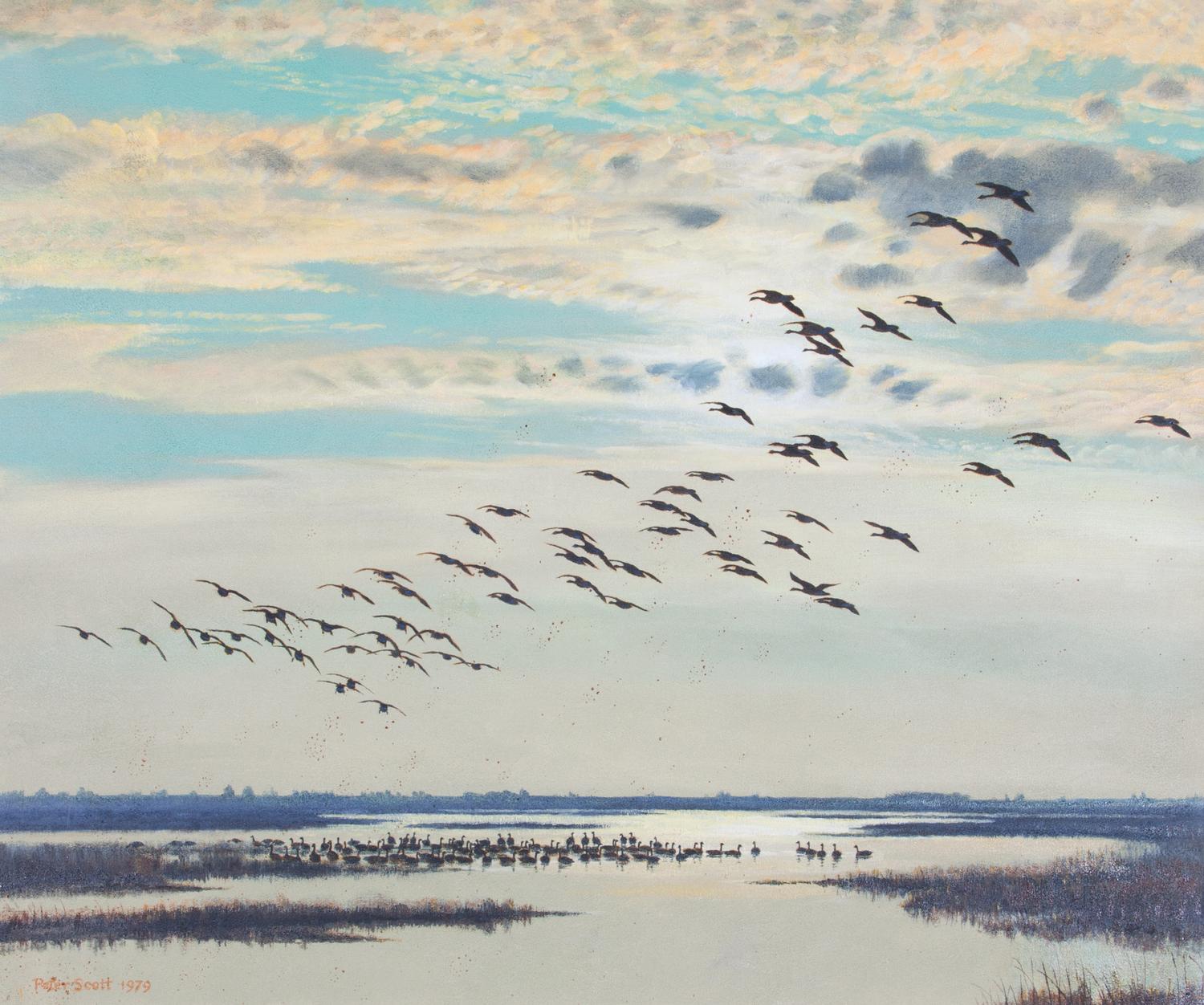Peter Markham Scott, (British, 1909-1989), The Gathering Place-Canada Geese, 1979