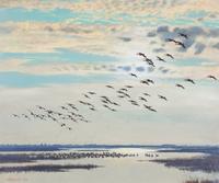 Peter Markham Scott, (British, 1909-1989), The Gathering Place-Canada Geese, 1979