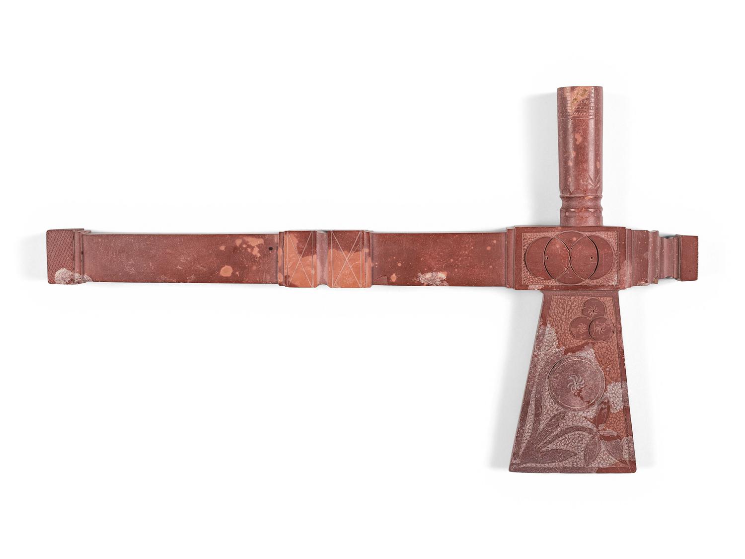 Great Lakes Carved Catlinite Pipe Tomahawk