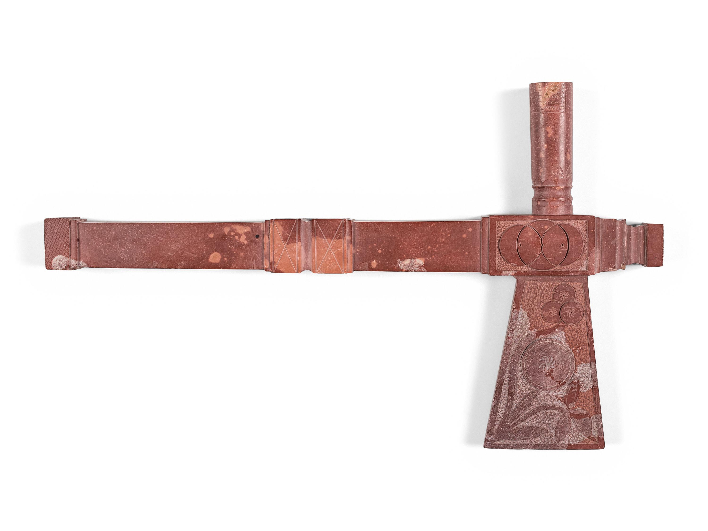Great Lakes Carved Catlinite Pipe Tomahawk