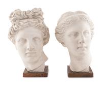 Two Plaster Busts of Apollo and Venus