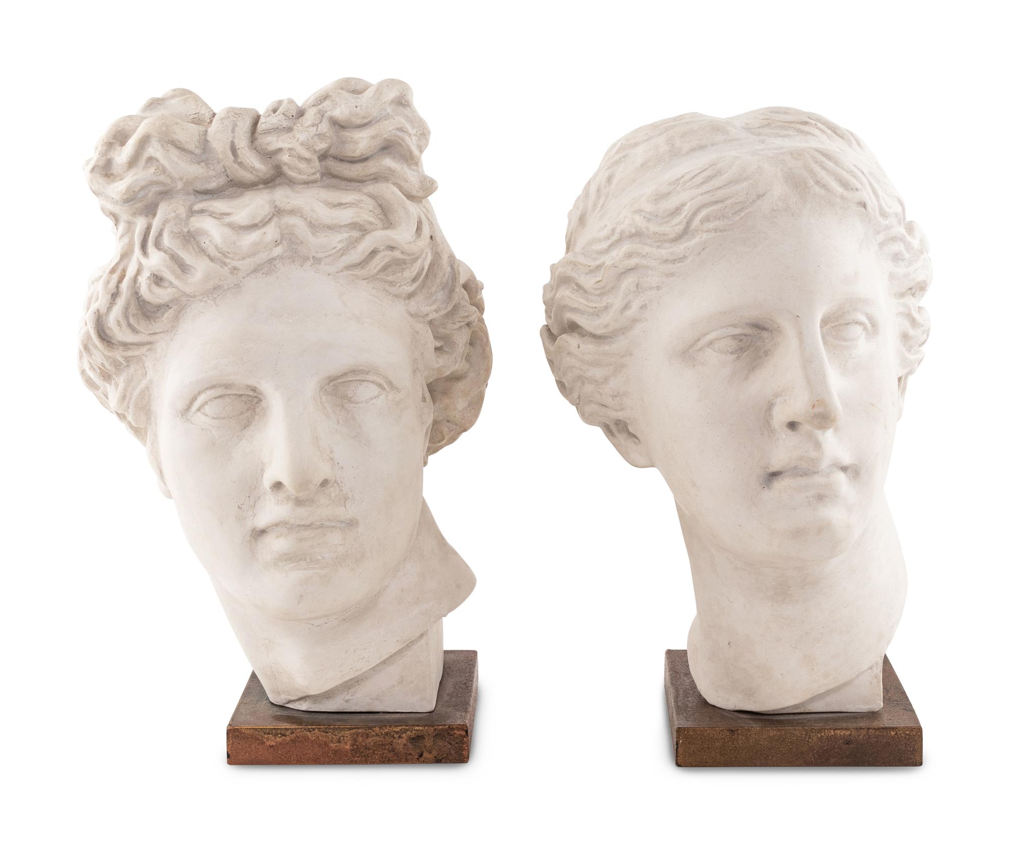 Two Plaster Busts of Apollo and Venus