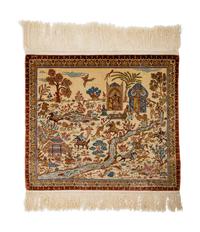 A Persian Silk Pictorial Rug