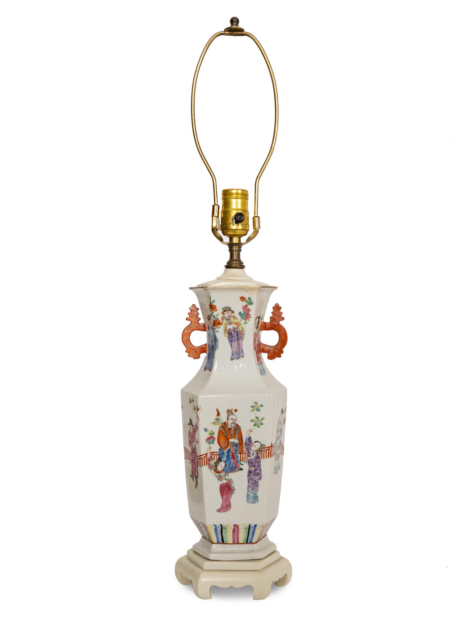A Chinese Porcelain Vase Mounted as a Lamp