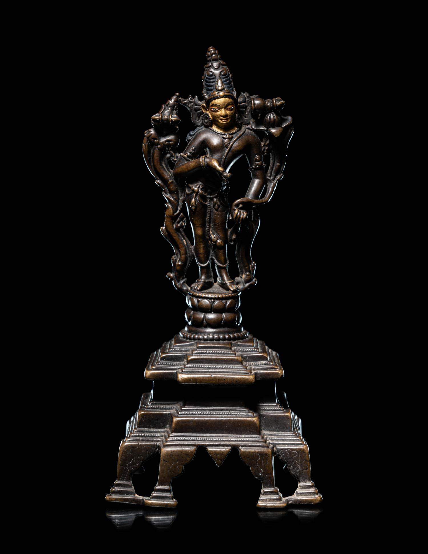 A Indian Partial Gilt Bronze Figure of Shiva