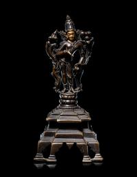 A Indian Partial Gilt Bronze Figure of Shiva