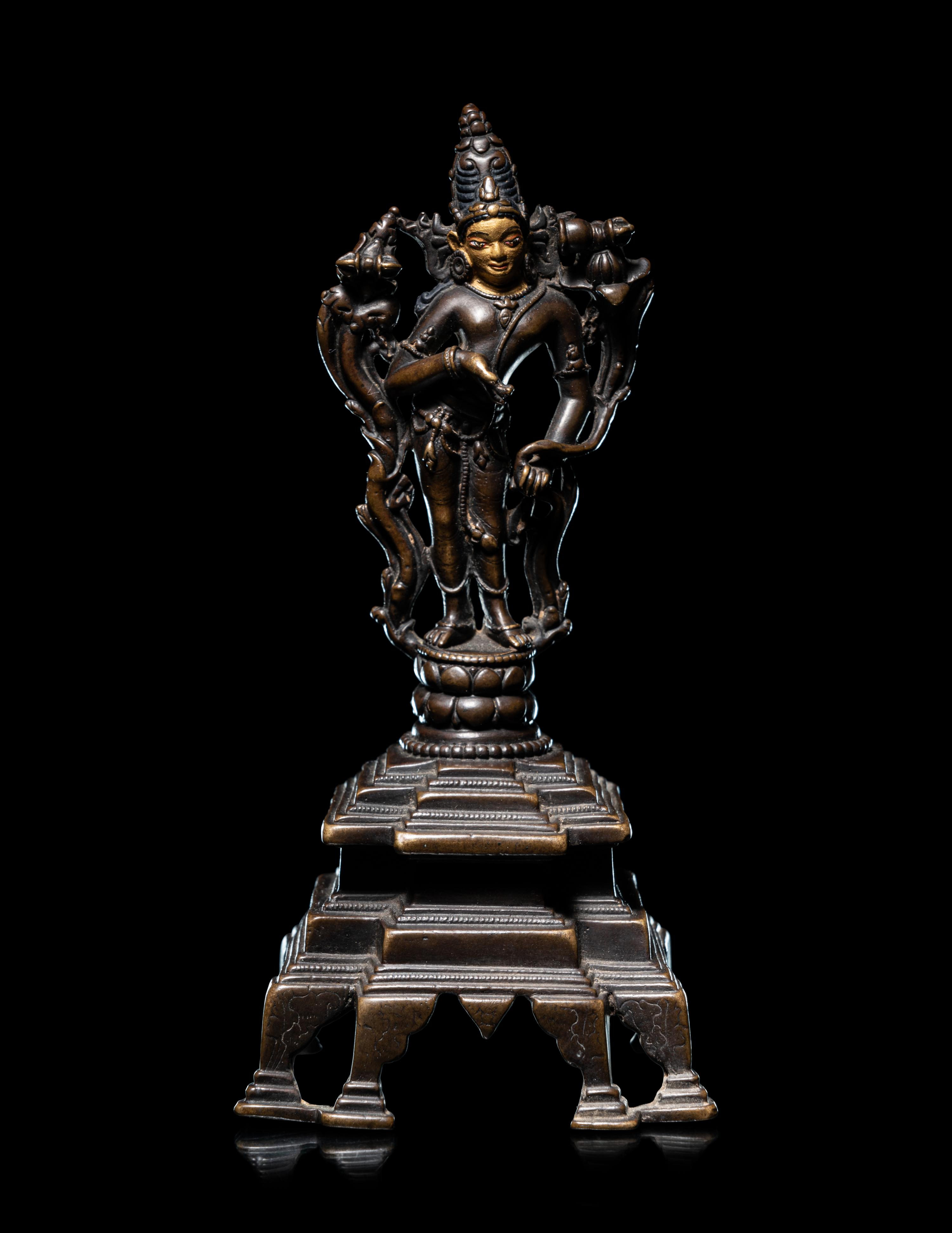 A Indian Partial Gilt Bronze Figure of Shiva