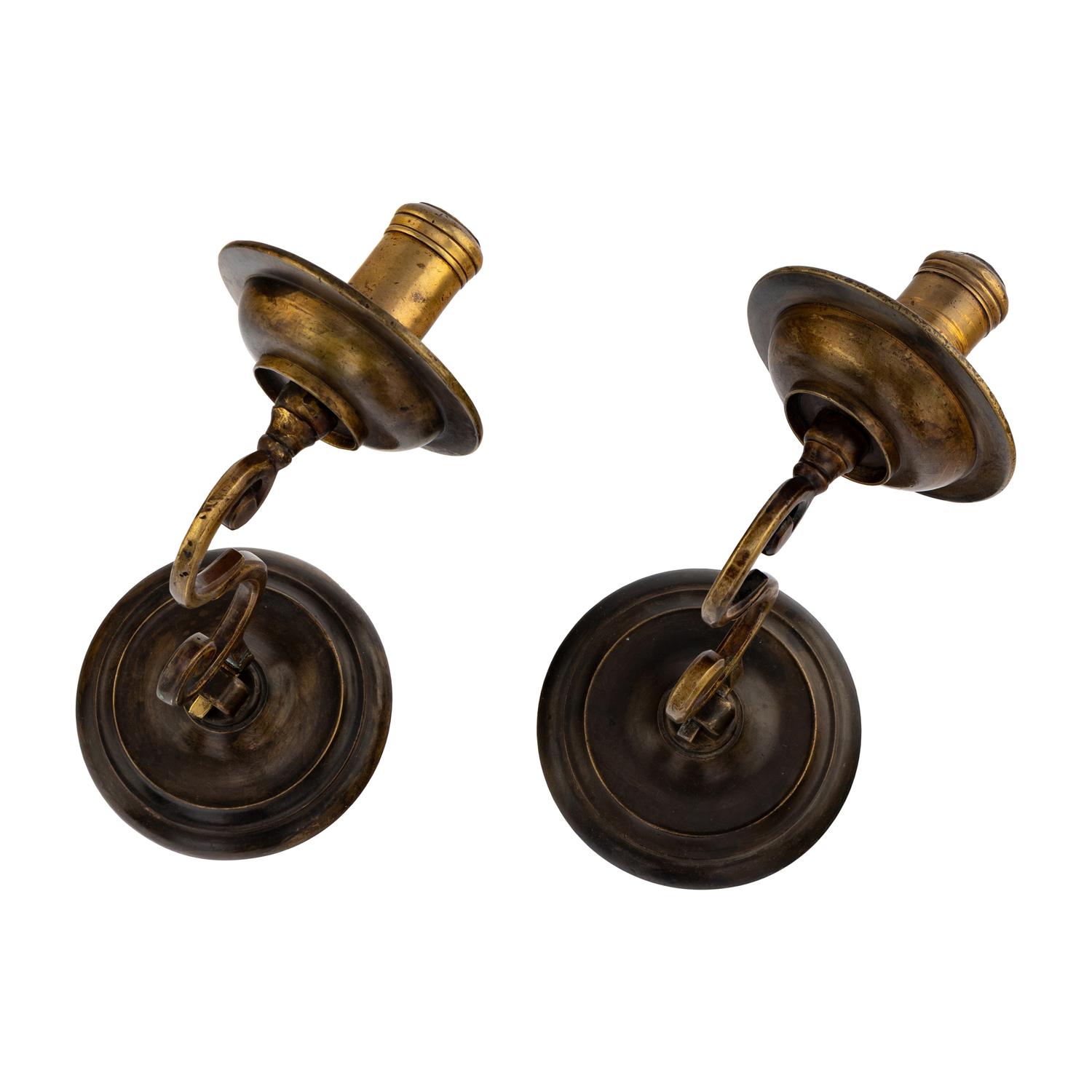A Pair of English Brass Sconces