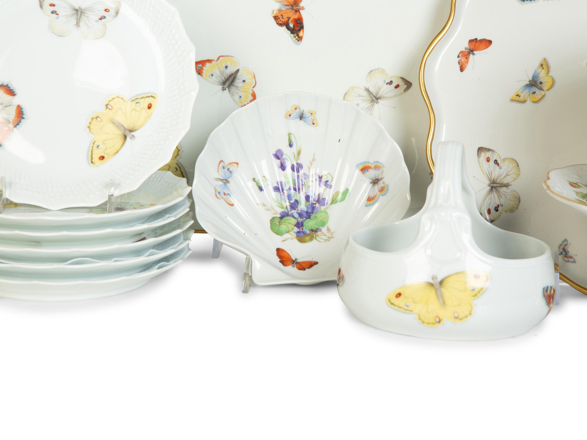 A Limoges Porcelain Butterfly-Painted Dessert Service — 20th Century