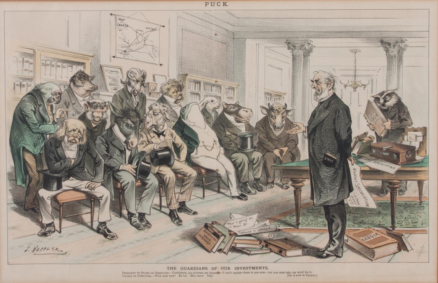 A 19th Century American Political Cartoon 12 1/2 x 19 inches. — AFTER JOSEPH KEPPLER (1838-1894)