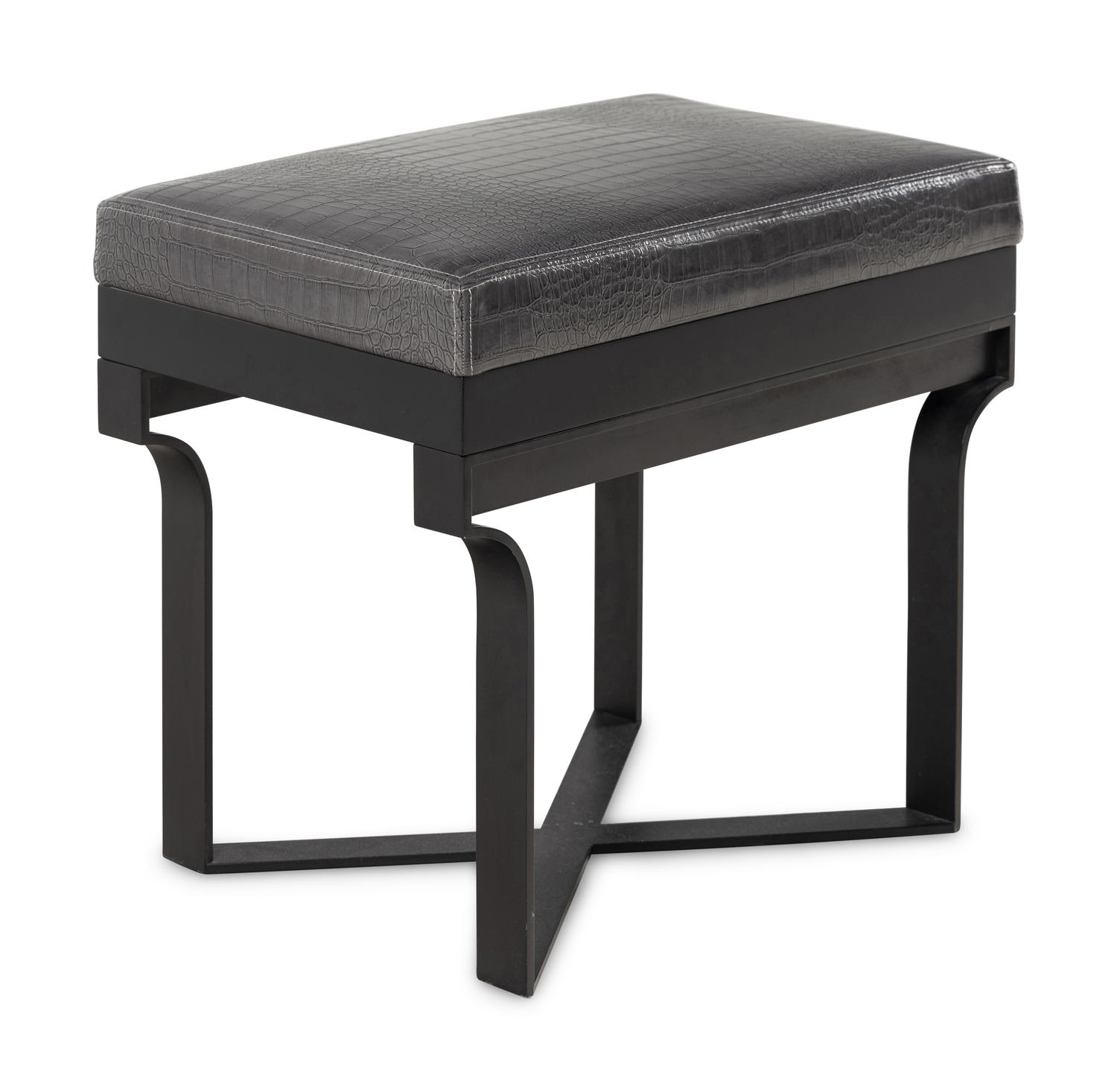 A Christian Liagre Leather Upholstered Stool