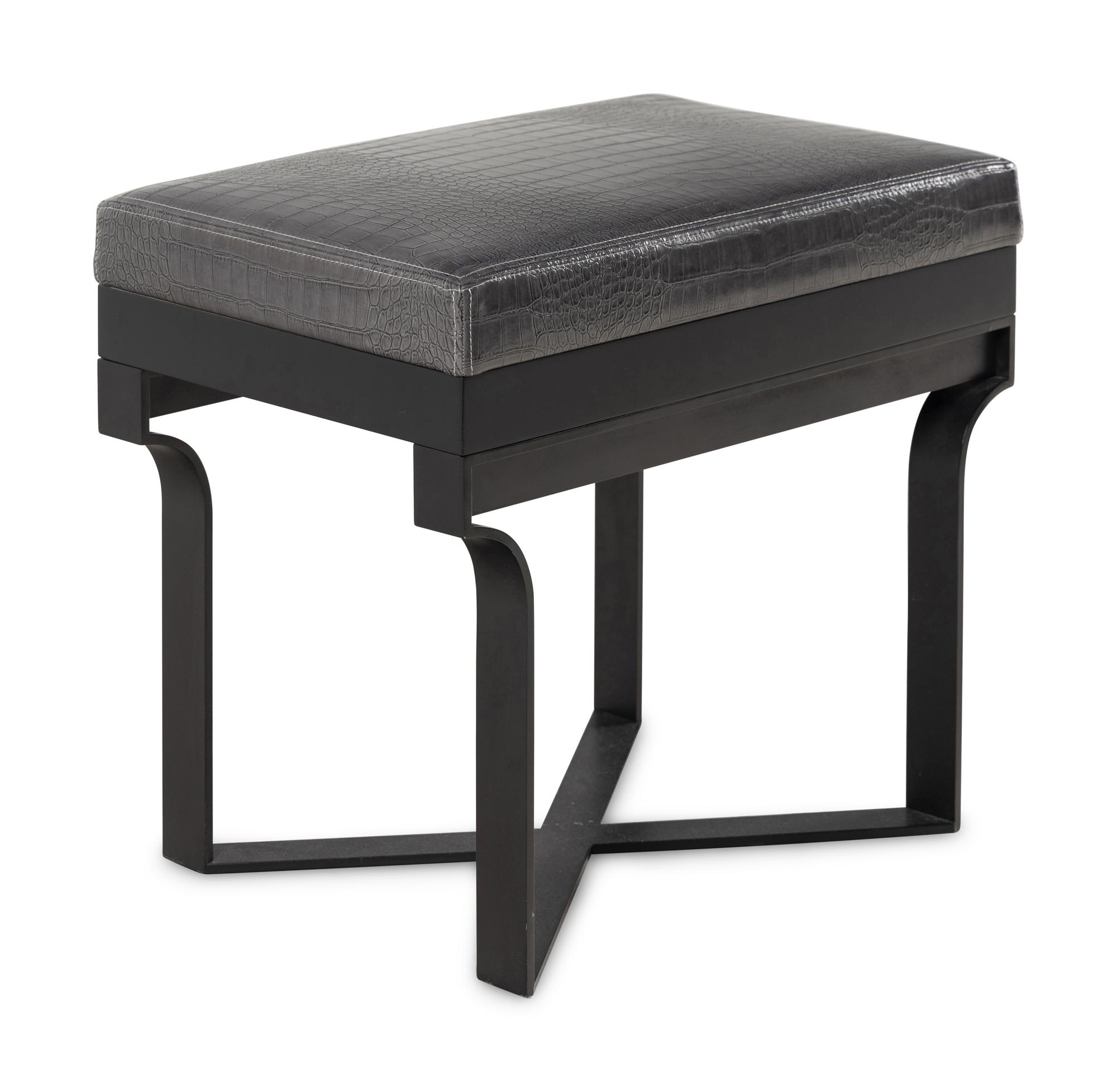 A Christian Liagre Leather Upholstered Stool