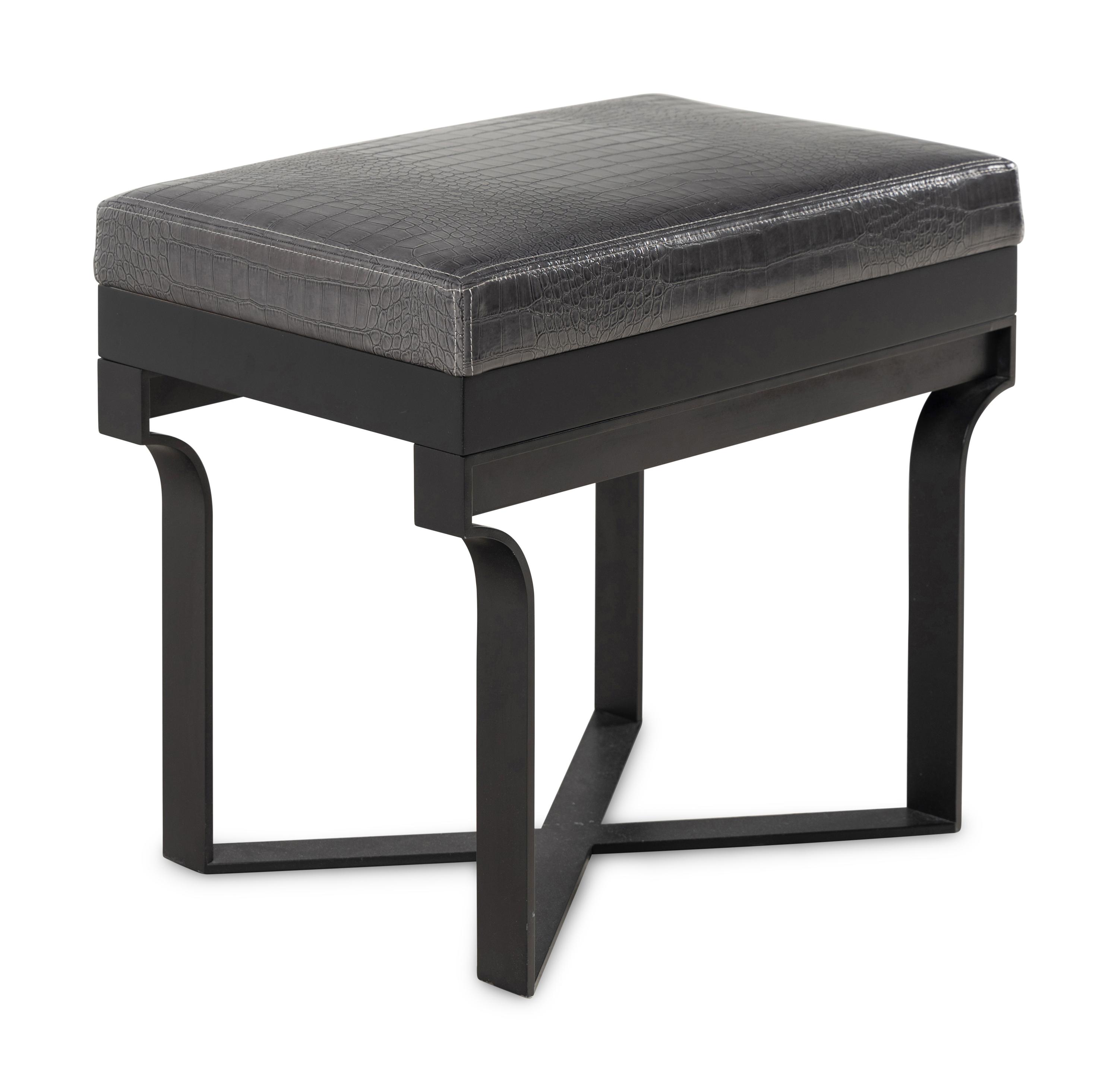 A Christian Liagre Leather Upholstered Stool