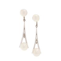 CULTURED PEARL AND DIAMOND EARCLIPS