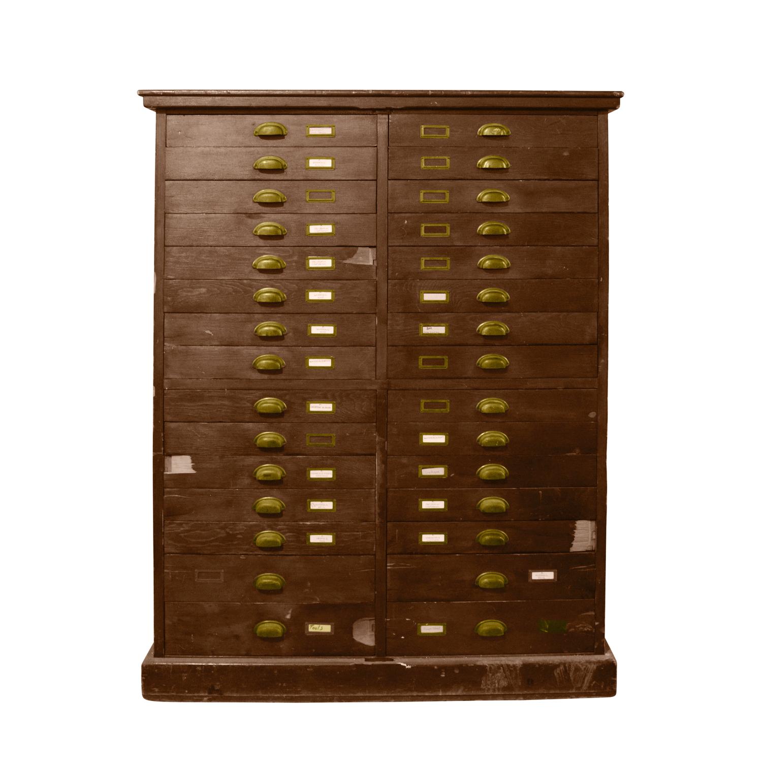 A Wooden File Cabinet 50" W x 29" D x 63" H — United States, 20th Century