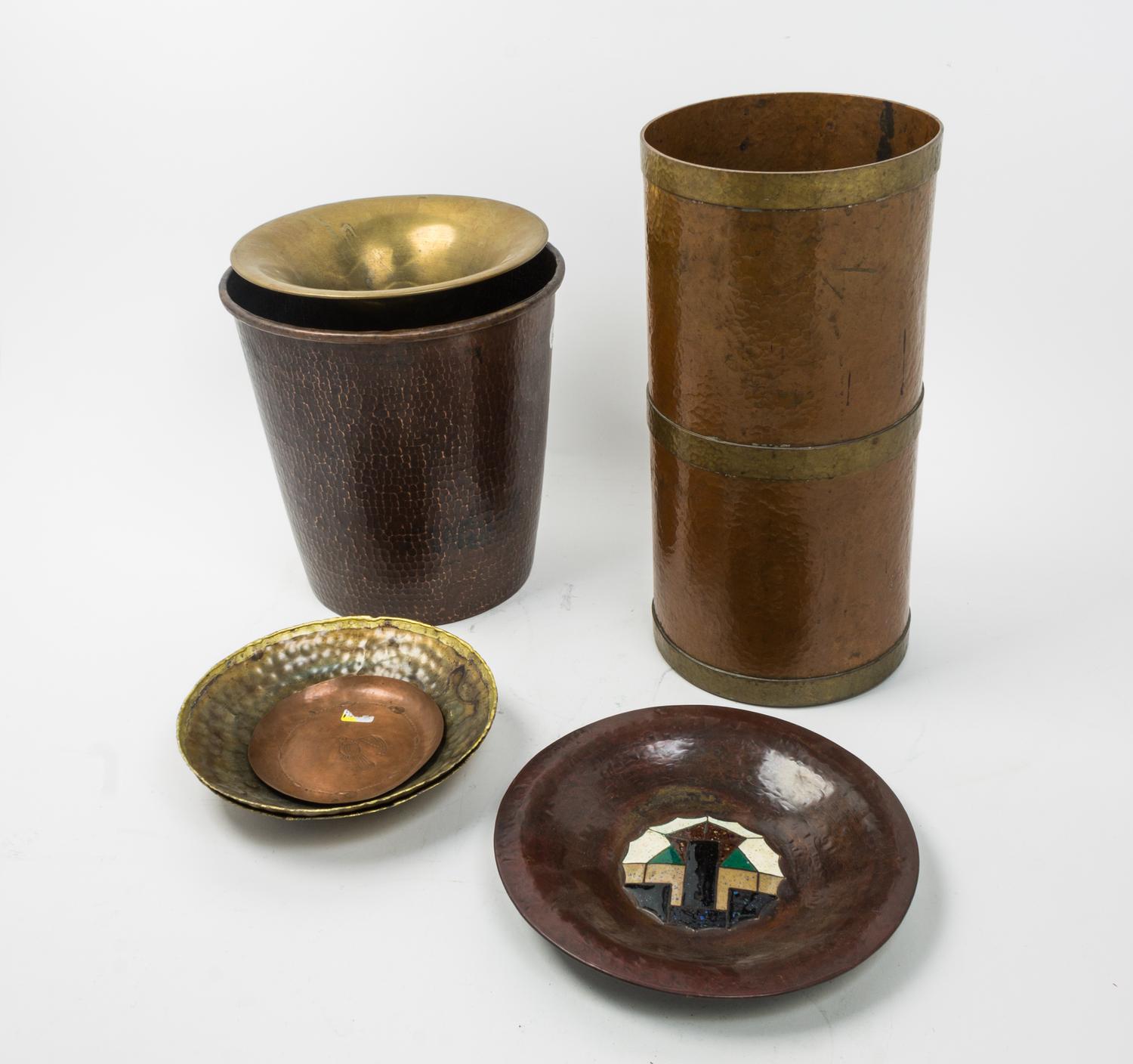 A Collection of Copper and Brass Articles Height of umbrella stand 16 1/4 inches. — 19TH CENTURY AND LATER