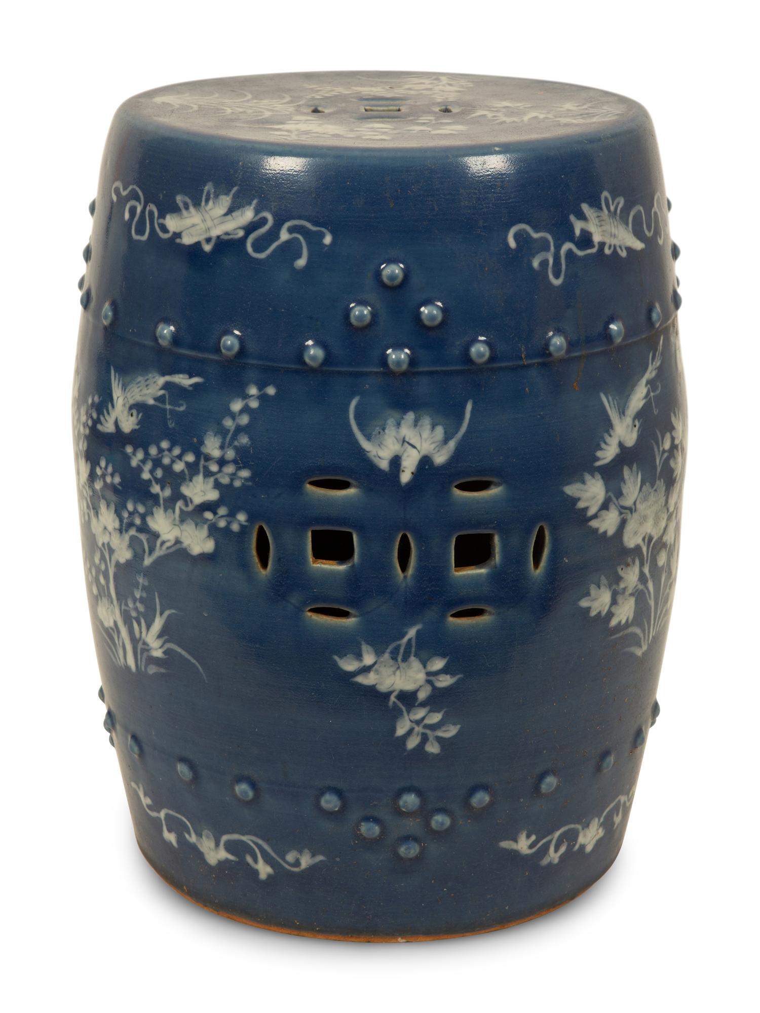 A Chinese Blue Glazed Garden Stool