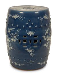 A Chinese Blue Glazed Garden Stool