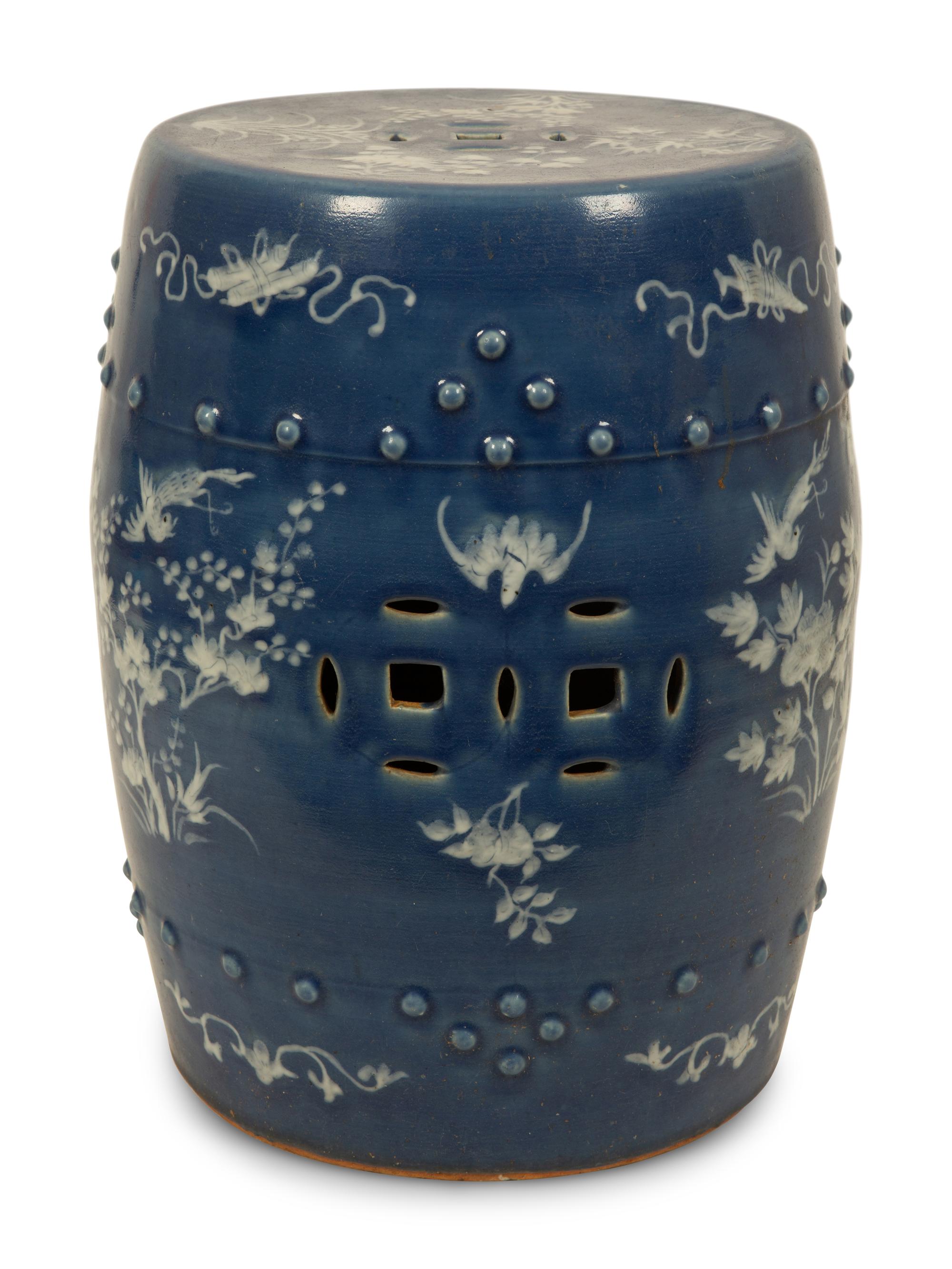A Chinese Blue Glazed Garden Stool