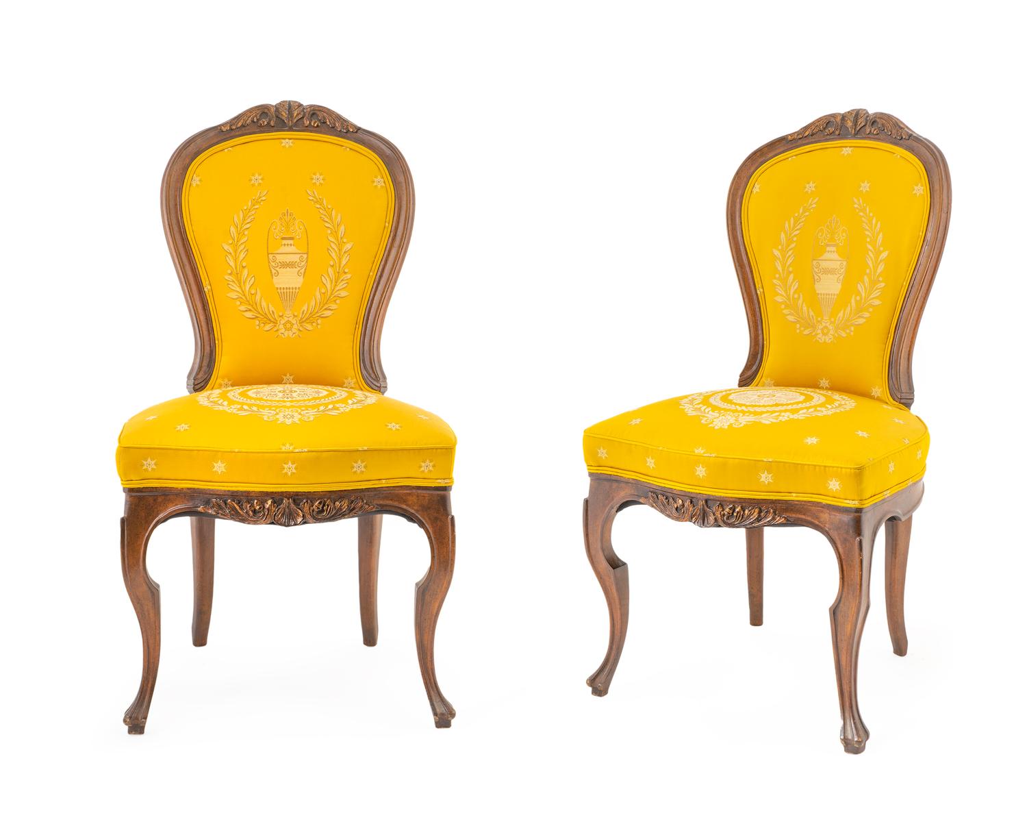 A Set of Four Rococo Style Walnut Side Chairs