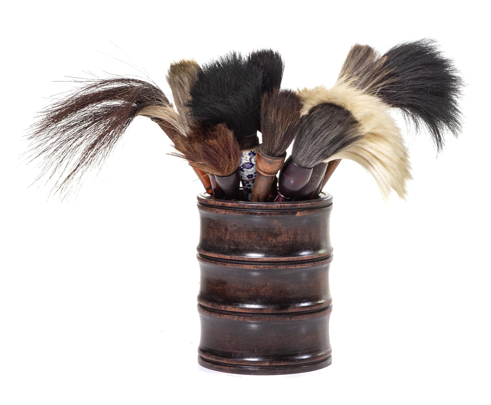 A Group of Chinese Calligraphy Brushes and a Brush Pot Length of longest brush 21 1/2 inches. — LATE 19TH/EARLY 20TH CENTURY